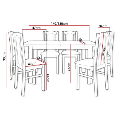 Jídelní sestava 6+1 s rozkládacím stolem SALUSIA 4 - dub sonoma / hnědá 2