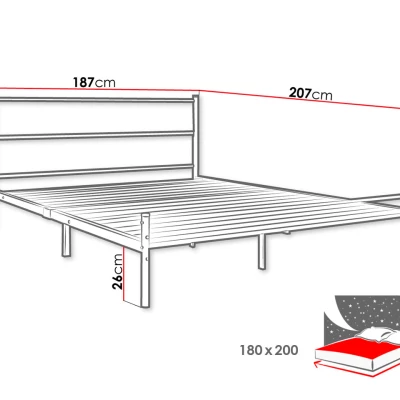 Kovová manželská postel 180x200 KARBY 2 - bílá