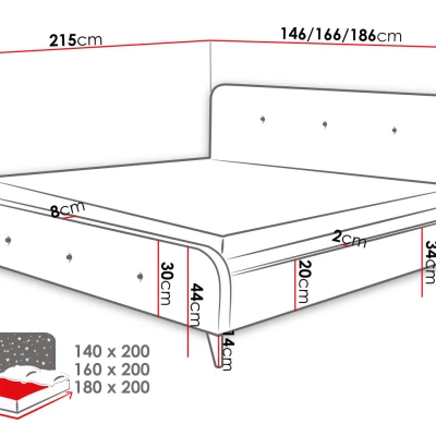Čalouněná manželská postel bez matrace 160x200 CANDY - šedá 2