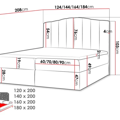 Boxspringová manželská postel 160x200 REYA - béžová + topper ZDARMA