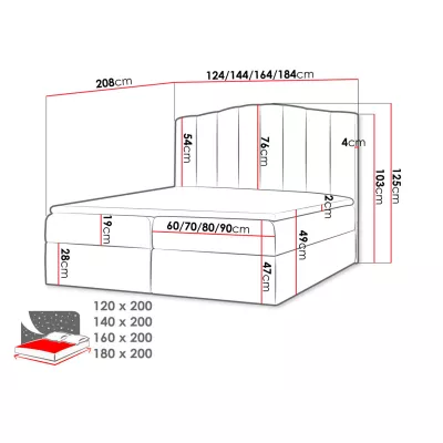 Boxspringová manželská postel 160x200 REYA - béžová + topper ZDARMA