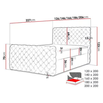 Hotelová dvojlůžková postel 160x200 VALANCIA LUX - šedá + topper ZDARMA