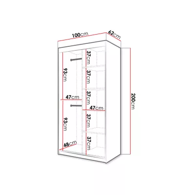 Úzká šatní skříň 100 cm ORIOT - bílá / černá