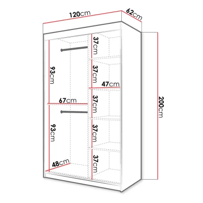 Úzká šatní skříň 120 cm ORIOT - bílá / černá