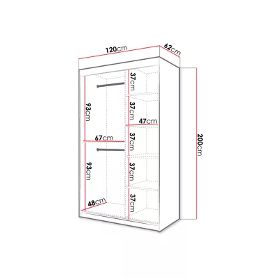 Úzká šatní skříň 120 cm ORIOT - bílá / černá