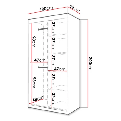 Úzká zrcadlová šatní skříň 100 cm ORIOT - bílá / černá