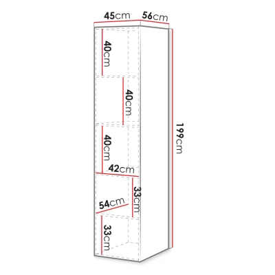 Úzká šatní skříň 45 cm CRATO - bílá