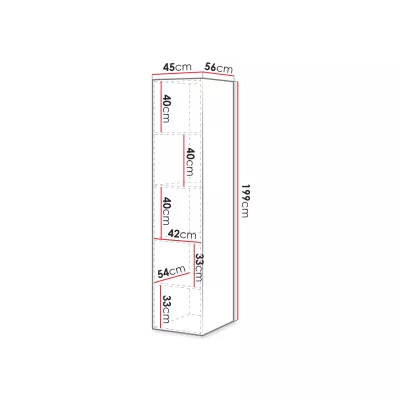 Úzká šatní skříň 45 cm CRATO - bílá
