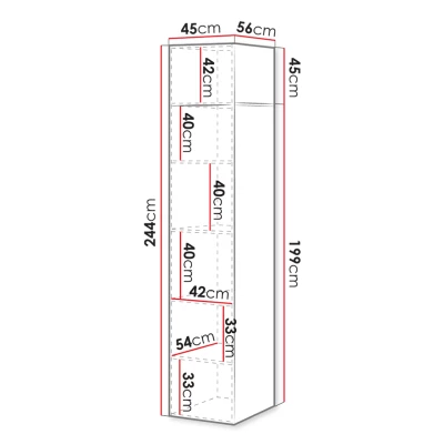 Úzká šatní skříň 45 cm s nástavbou CRATO - bílá