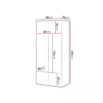 Úzká šatní skříň 90 cm CRATO - černá