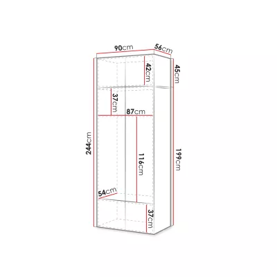 Úzká šatní skříň 90 cm s nástavbou CRATO - bílá