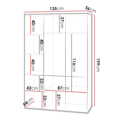 Šatní skříň 135 cm CRATO - bílá