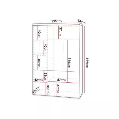 Šatní skříň 135 cm CRATO - bílá