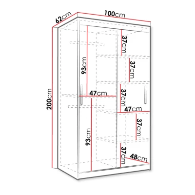 Úzká šatní skříň 100 cm DERO - tmavý ořech / černá