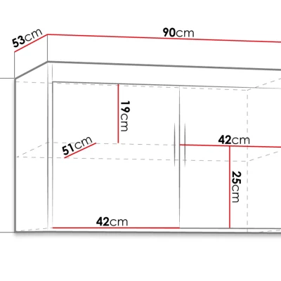 Nástavba na šatní skříň 90 cm ARCATA - bílá