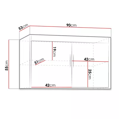 Nástavba na šatní skříň 90 cm ARCATA - bílá