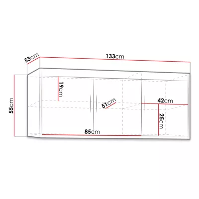 Nástavba na šatní skříň 133 cm ARCATA - dub lefkas