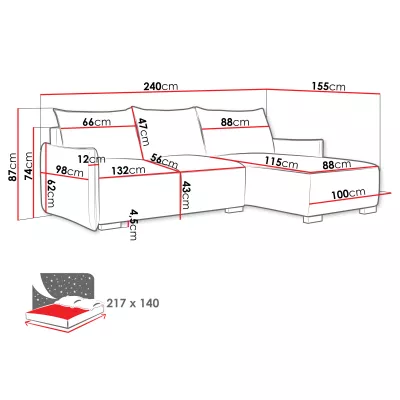 Rohová sedačka s úložným prostorem MOLENCIA - riflová