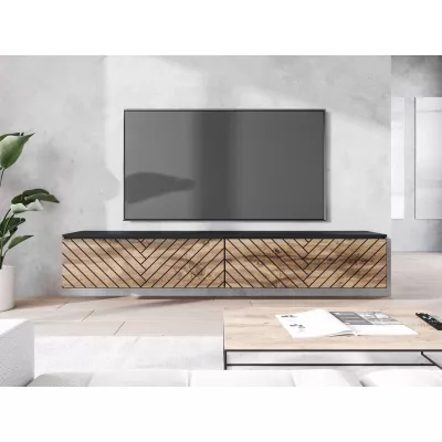 TV stolek s LED osvětlením 180 cm WILLA D - dub wotan / černý grafit