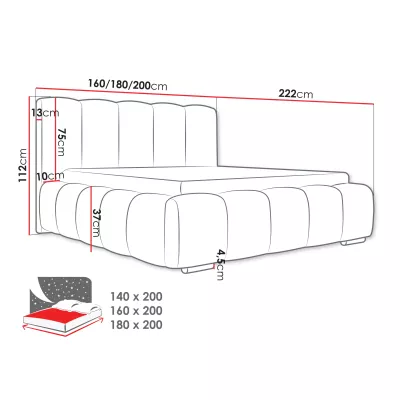 Čalouněná manželská postel 160x200 MIDKIFF - khaki