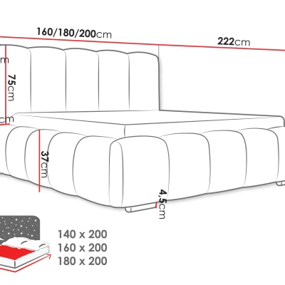 Čalouněná manželská postel 180x200 MIDKIFF - khaki
