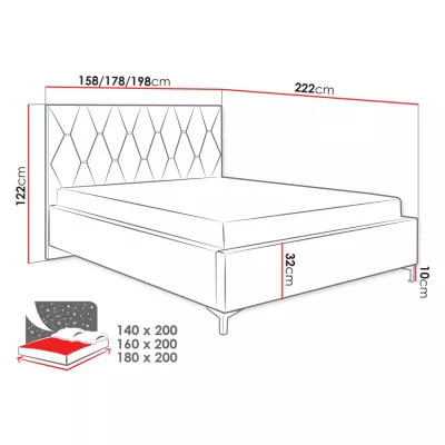 Čalouněná postel s úložným prostorem 160x200 ODYS - šedá