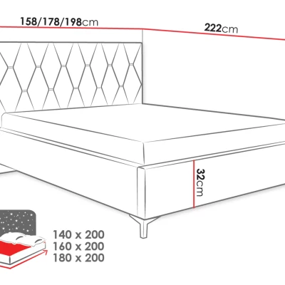 Čalouněná postel s úložným prostorem 160x200 ODYS - šedostříbrná