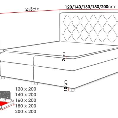 Hotelová jednolůžková postel 120x200 NITKA - vínová + topper ZDARMA