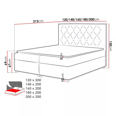 Hotelová jednolůžková postel 120x200 NITKA - vínová + topper ZDARMA