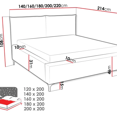 Čalouněná jednolůžková postel 120x200 SKUMA - špinavá bílá