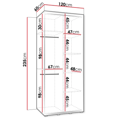 Úzká šatní skříň 120 cm HERONA - kašmír / černá