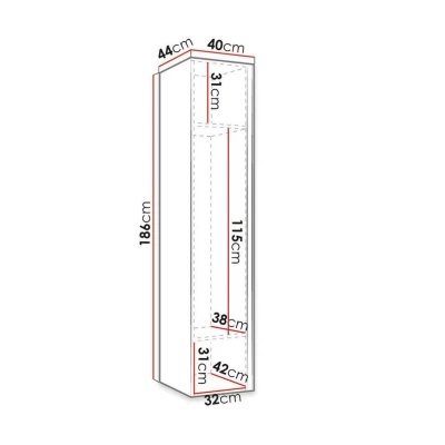 Předsíňová skříň 40 cm se zrcadlem SELAND - dub artisan / černá