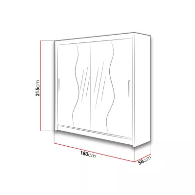 Velká šatní skříň 180 cm se zrcadlem OSPINO - dub sonoma