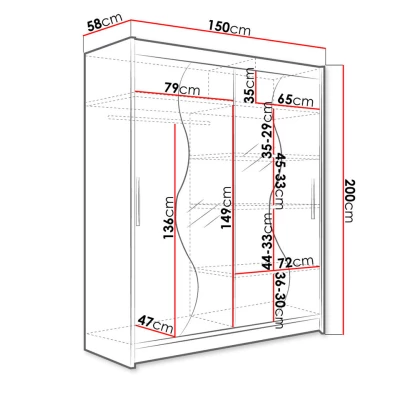 Šatní skříň se zrcadlem 150 cm ELADIO 2 - dub sonoma