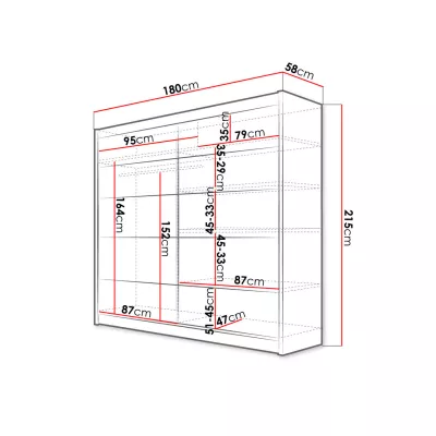 Šatní skříň 180 cm s posuvnými dveřmi  VILMA 4 - bílá