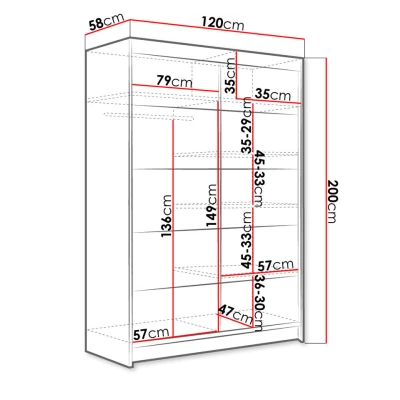 Posuvná šatní skříň 120 cm SAMANRE 4 - bílá