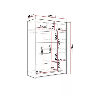 Posuvná šatní skříň 120 cm SAMANRE 4 - bílá