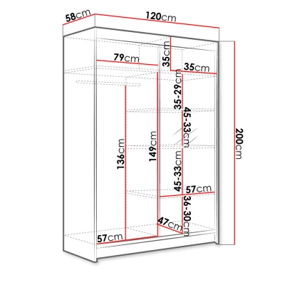 Šatní skříň se zrcadlem 120 cm SAMANRE 1 - bílá