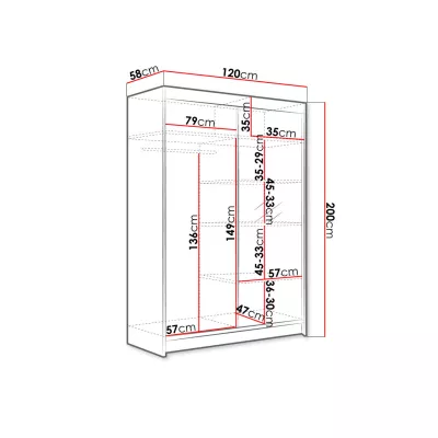 Šatní skříň se zrcadlem 120 cm SAMANRE 1 - bílá