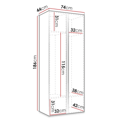 Úzká skříň do předsíně 74 cm MALIA - černá