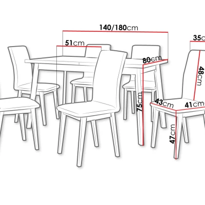 Moderní jídelní sestava 6+1 ADELBITE 9 - dub grandson / bílá / tmavá olivová