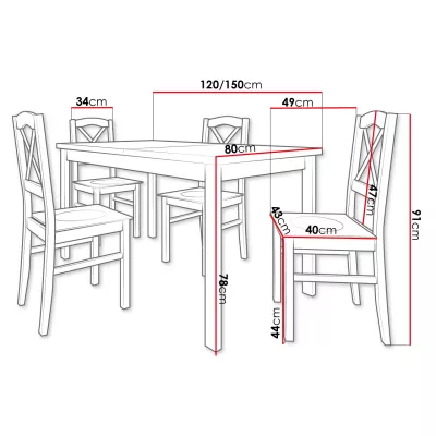 Jídelní sestava nábytku 4+1 ADELBITE 8 - dub sonoma / bílá