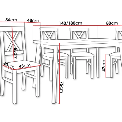 Jídelní sestava s rozkládacím stolem 4+1 ADELBITE 12 - kašmír / béžová