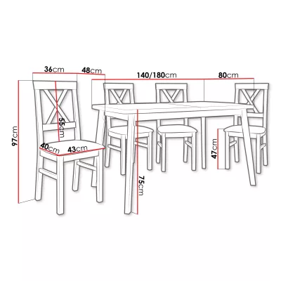 Jídelní sestava s rozkládacím stolem 4+1 ADELBITE 12 - kašmír / béžová