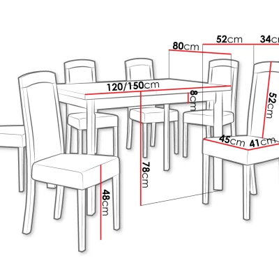 Nábytek do jídelny 6+1 ADELBITE 11 - ořech / béžový