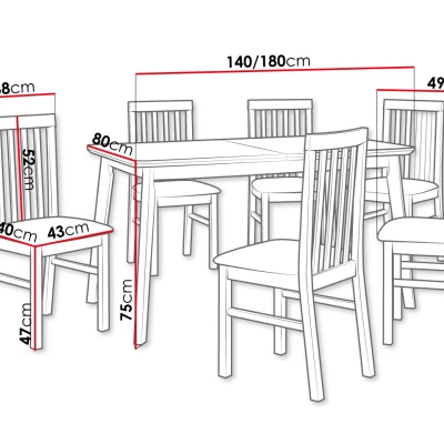 Sestava do jídelny 6+1 ADELBITE 6 - bílá / dub sonoma / béžová