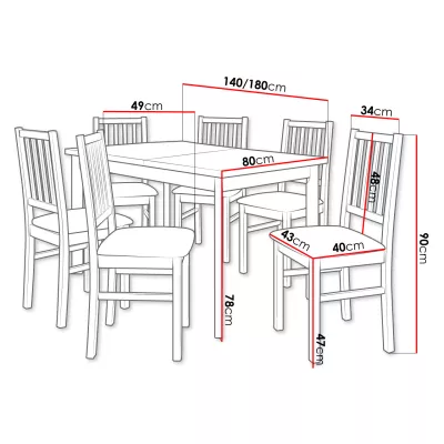 Sestava do jídelny 6+1 ADELBITE 5 - dub sonoma / tmavá olivová