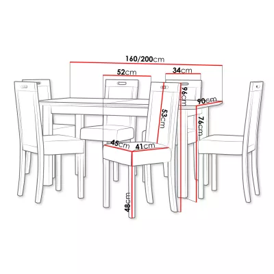 Jídelní sestava s rozkládacím stolem ADELBITE 2 - bílá / hnědá 1