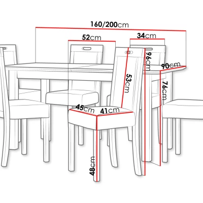 Jídelní sestava s rozkládacím stolem ADELBITE 2 - ořech / béžová
