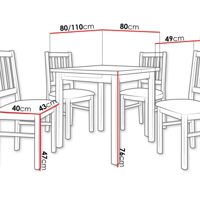 Sestava do jídelny 4+1 ADELBITE 1 - dub sonoma / tmavá olivová